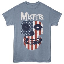 The Misfits Band T Shirt FLAG FACE USA Mens Punk Rock Music Official Indigo