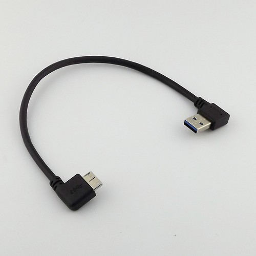 Micro USB 3.0 B Male Left Angle To USB Type A Male Left Angle Data Adapter Cable - Picture 2 of 5
