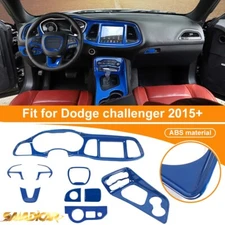 12PCS Blue Car Interior Dash Decor Cover Trim Kit For Dodge Challenger 2015+