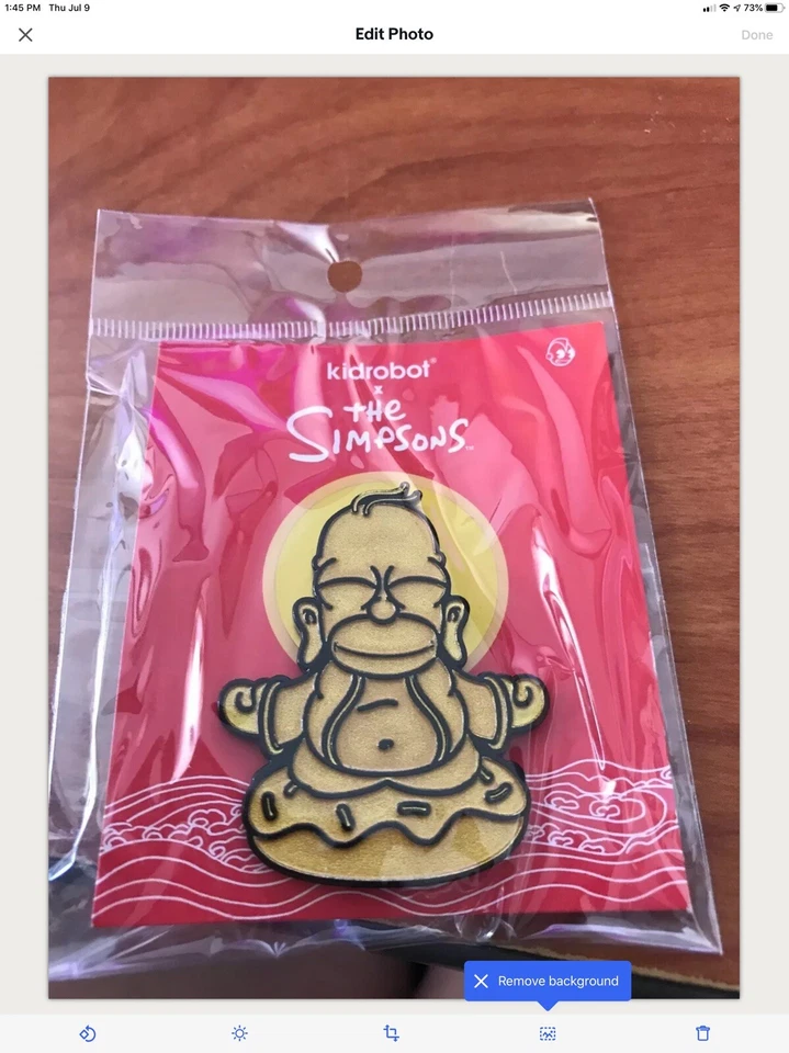 Kidrobot x Simpsons Golden Homer Buddha - 1.5" Enamel Pin - SDCC 2020 Excl New - Image 2 of 4