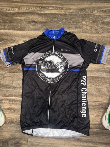 Apogee Cycling Jersey Men’s Large Pratt & Whitney Black #GG - Picture 1 of 4