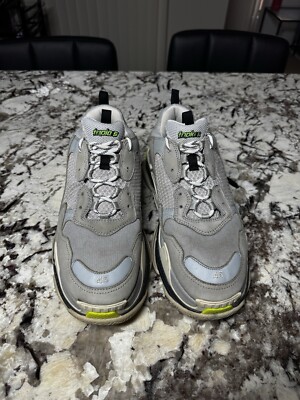 BALENCIAGA TRIPLE S GREY AND NEON GREEN/BLACK SIZE EU 45 / US 12