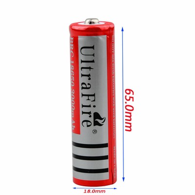 Rechargeable Battery 3.7V Button Top 3000mAh Lithium Battery Cell for Flashlight