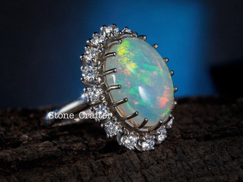 Natural White Opal Ring-925 Sterling Ring-Promise Ring-Wedding Ring-Opal Ring - Picture 5 of 6