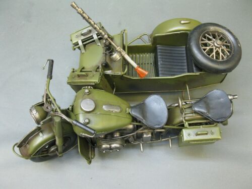 Blechmodell Militär Motorrad Modell mit Seitenwagen 35cm kein Blech Spielzeug - Bild 3 von 9