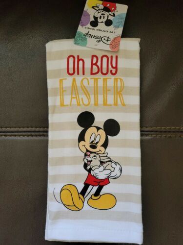 Pack de 2 serviettes de cuisine Disney Mickey Mouse Oh Boy Pâques, neuves avec étiquettes - Photo 1/6