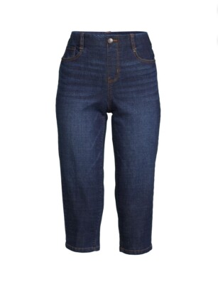 TIME & TRU Women s XL (16-18) Pull-On Denim Capri Jeans   Dark Wash