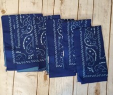UNISEX 100 POLYESTER 20" X 20" PAISLEY BLUE W/DESIGNS BANDANAs 6 new withoutags