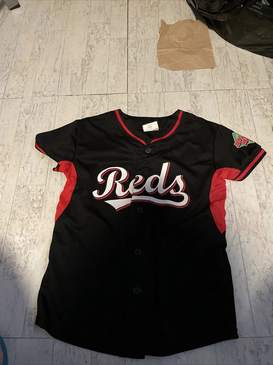 Youth MLB Cincinnati Reds #15 Reds Heads Black Baseball Jersey -  Small/Medium