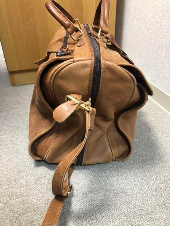 Bolso de Hombro Brooks Brothers Para Hombre Boston Lona Cuero Marrón Informal ¡Auténtico! Foto 4 de 4