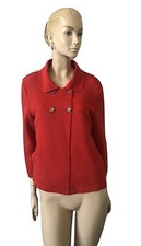 Saint James Red Wool Knit Double Breasted Pockets Jacket Size F 44/us 12