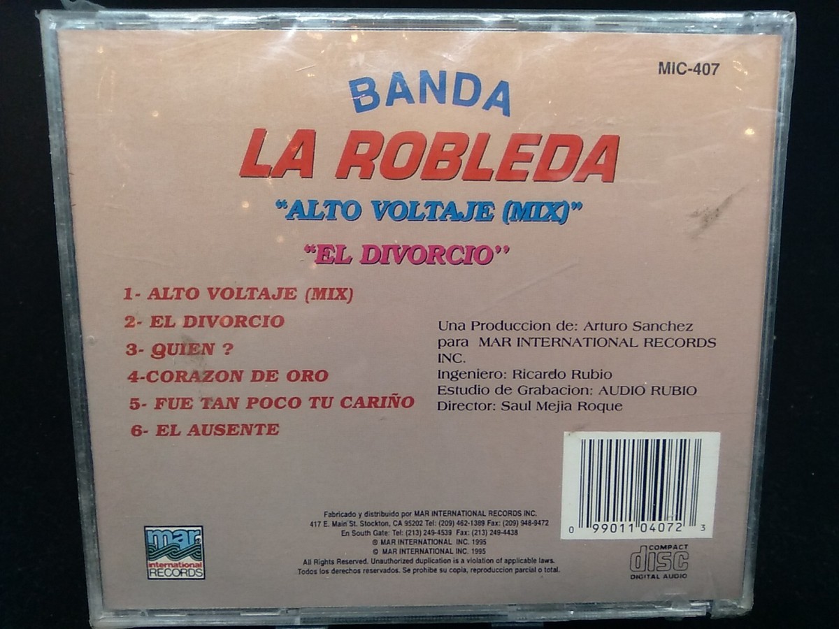 CD-📀-BANDA LA ROBLEDA-ALTO VOLTAJE (MIX)/EL DIVORCIO-1995