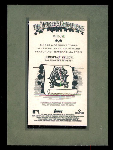 2021 Topps Allen and Ginter Mini Framed Relics #MFRCYE Christian Yelich - Imagen 2 de 2