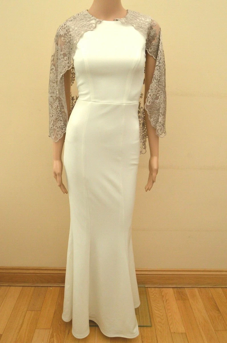 White cape top maxi dress
