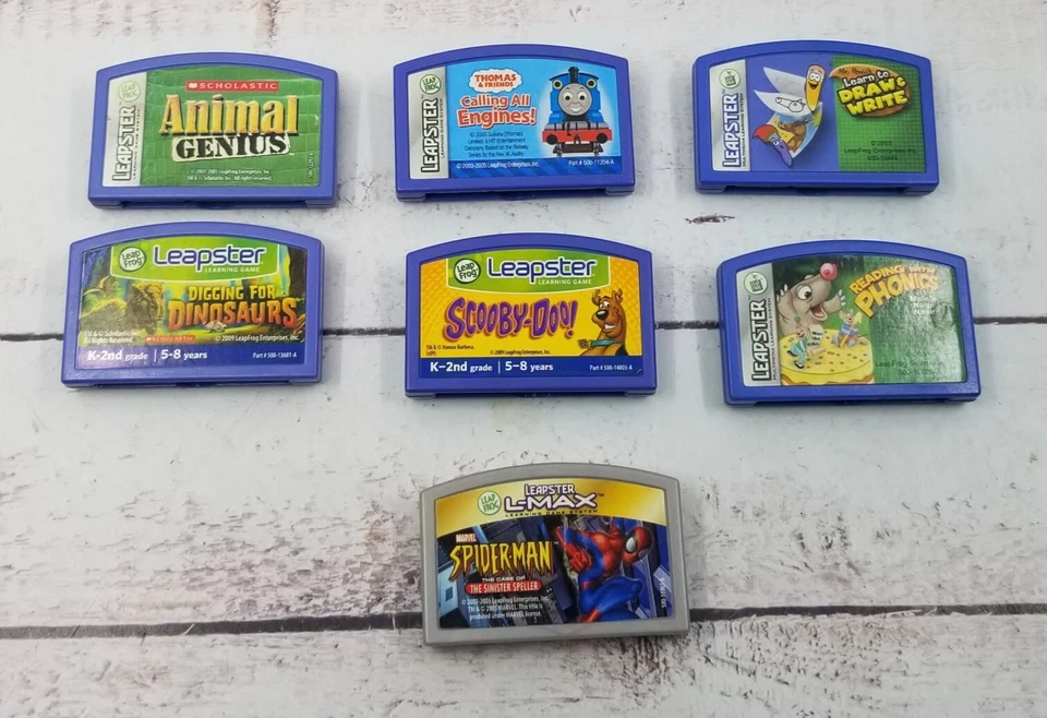 8X LeapFrog Leapster Learning Game Cartridges Scooby Thomas Spiderman Dinosaur  - Image 2 of 3
