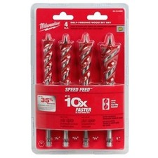 Milwaukee 48-13-0400 4 Pc Speed Feed Wood Bit Set