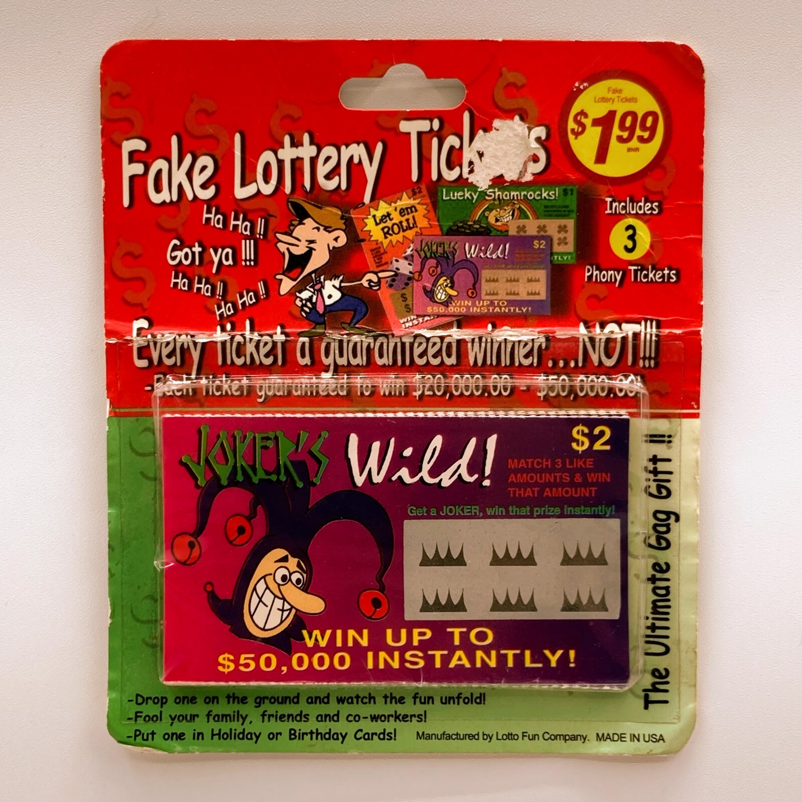 Gag Fake Lottery Tickets Pack of 3 Phony Scratchers Prank Surprise Joke Birthday eBay