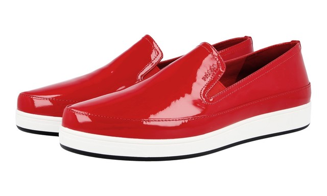 red patent sneakers