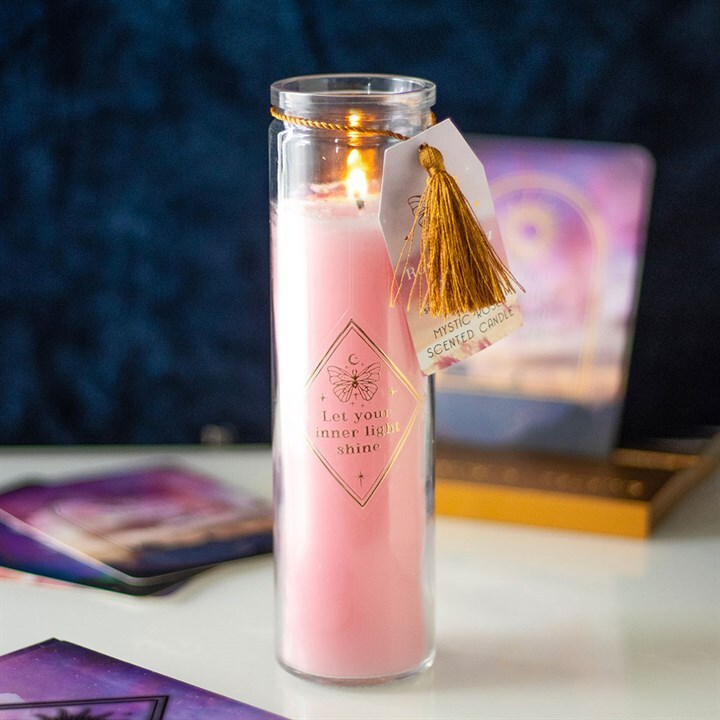 Mystic Rose Tube Candle with Rose Quartz Crystals. Home Fragrance Gift For Her