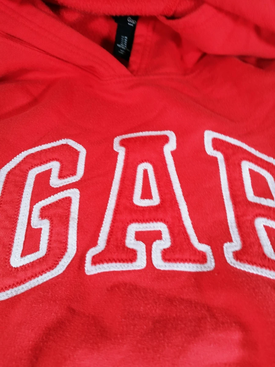 WOMENS GAP LOGO RED PINK w WHITE OUTLINE HOODIE SWEATSHIRT Medium