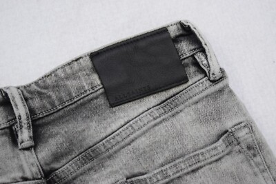 AllSaints Rex Skinny Straight Stretch Button Fly Denim Jeans Gray