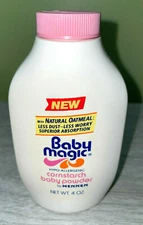 VTG Baby Magic Corn Starch Powder By Mennen Bottle 4 oz. Pink Top Movie Prop