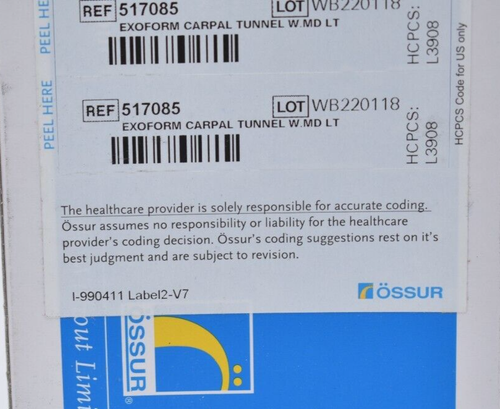 Ossur Exoform Carpal Tunnel Wrist Support Brace / MD LT (Medium Left) / 517085 - 第 9/10 張圖片