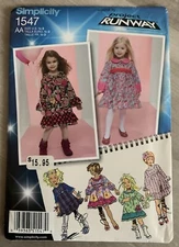 Simplicity Sewing Pattern  #1547 Size 1/2 - 3 Toddler Dress  with Ruffle Uncut