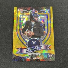 2021 Prizm Draft Picks Zach Wilson RC #168 Crusade Gold Cracked Ice Prizm
