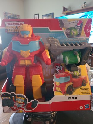 Playskool HOT SHOT Transformers Rescue Bots Academy 14'' Figure Lights Sound New 