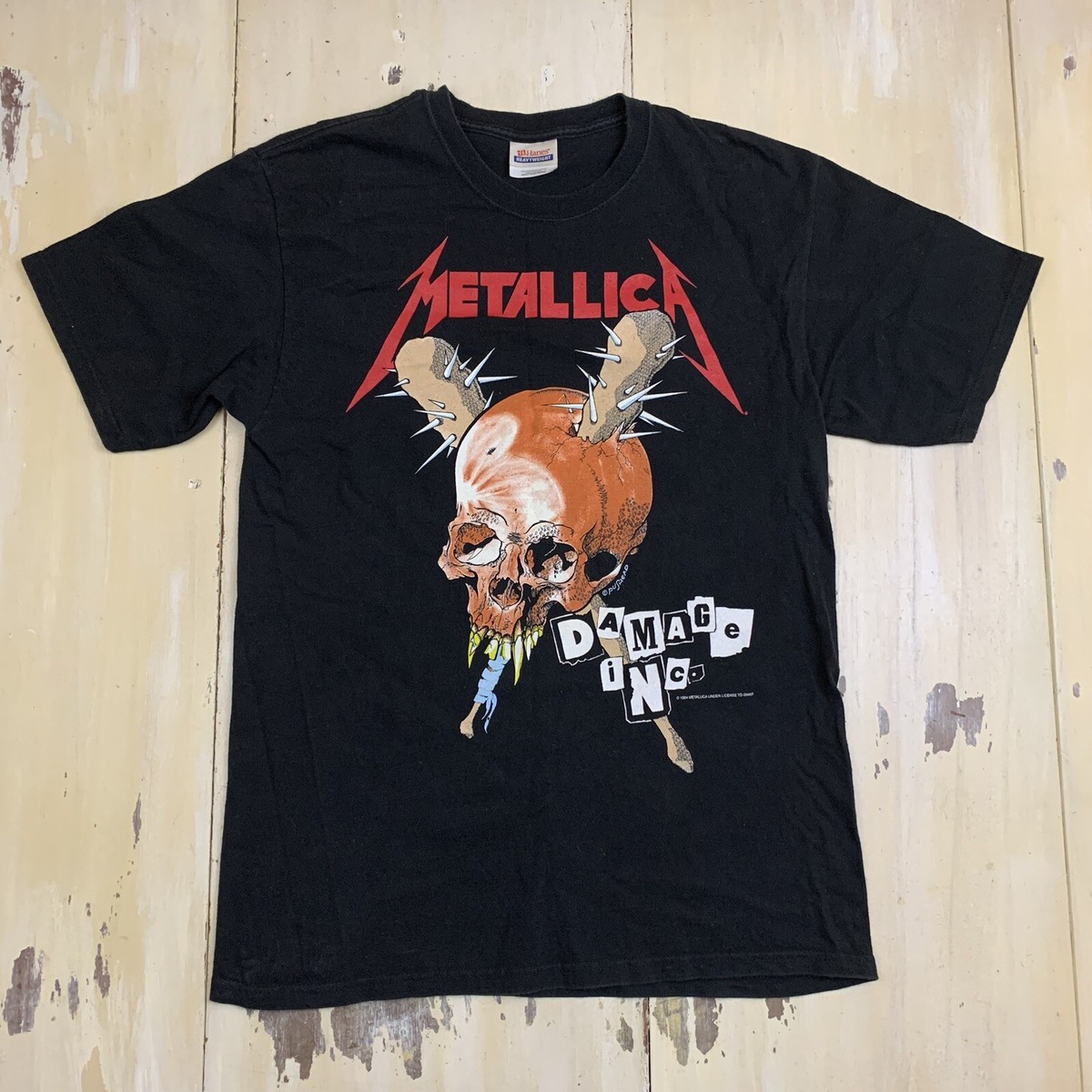 METALLICA - Vtg 90s DAMAGE INC TOUR Black Hanes Heavyweight T 
