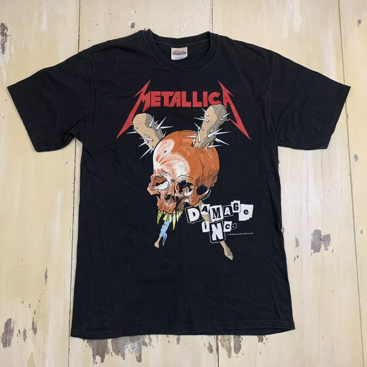 METALLICA - Vtg 90s DAMAGE INC TOUR Black Hanes Heavyweight T-Shirt, Mens  MEDIUM