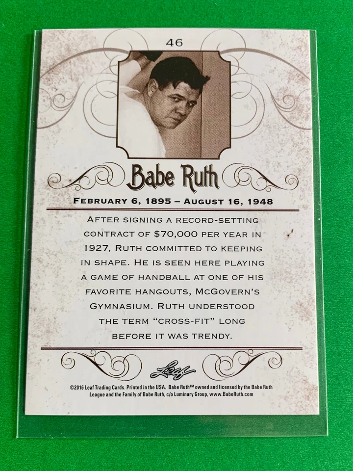 2016 Leaf Babe Ruth Collection #46 Babe Ruth "Staying In Shape" NY Yankee HOF L - Image 4 of 4
