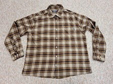 Eddie Bauer Shirt Mens 2XL Brown Plaid Flannel Button Up Long Sleeve Hiking