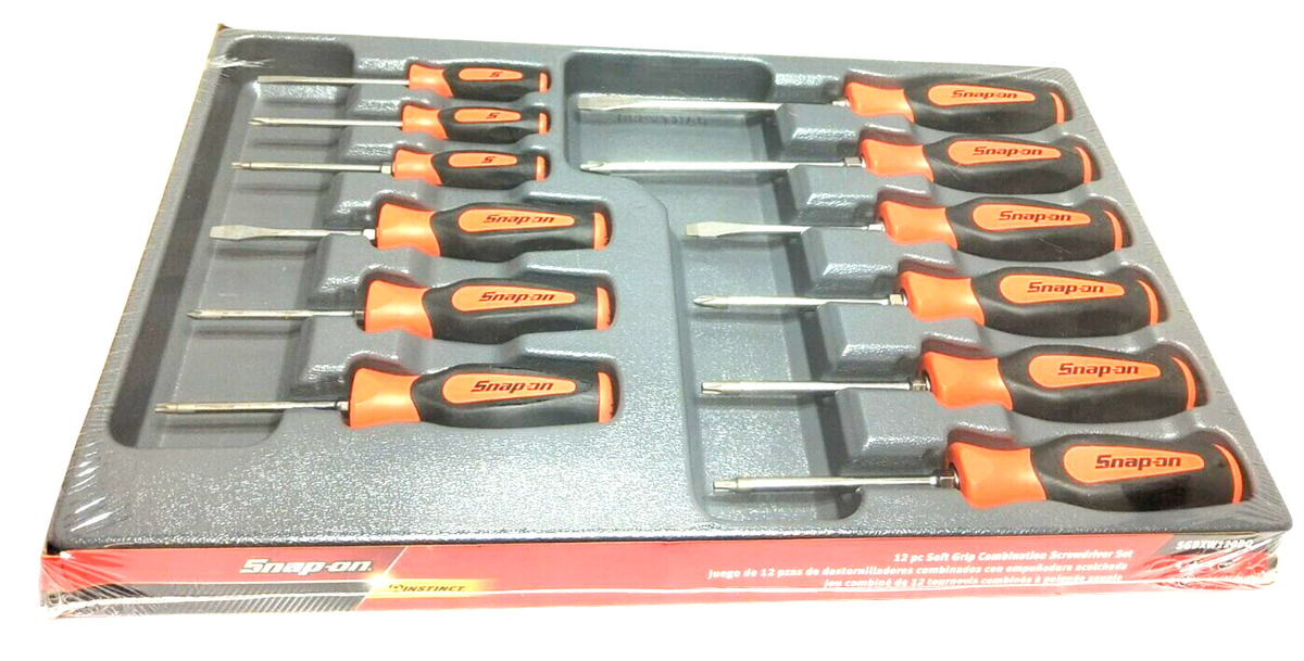 Snap-on SGDXW120BO 12pc Orange Soft Grip Combination Screwdriver