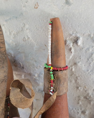 2 contenitori zucca latte perline tribù Masai Kenya Kenya anni '60 - Foto 5 di 8