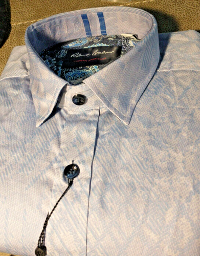 Neu mit Etikett Robert Graham Herrengröße SMALL kurzärmliges Button-Down-Hemd ausgefallen geometrisches Muster - Bild 9 von 15