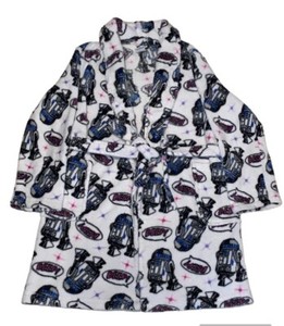 Star Wars Bathrobe Robe Size 10 R2-DR Galaxy Pajama Plush White Y2K