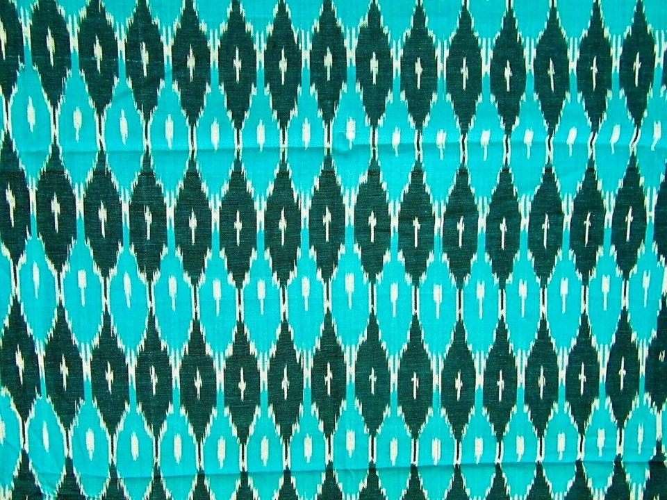 Artisan Ikat Fabric Washed Cotton Light Weigh Hand Woven & Dyed W42" India - Image 3 of 3