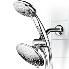 Hydroluxe 6'' Multi Setting Chrome Rainfall Shower Head & Handheld Combo