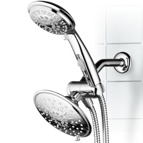 Tête de douche pluviométrique Hydroluxe 6''' multi-réglages chrome et combo portable - Photo 1/7