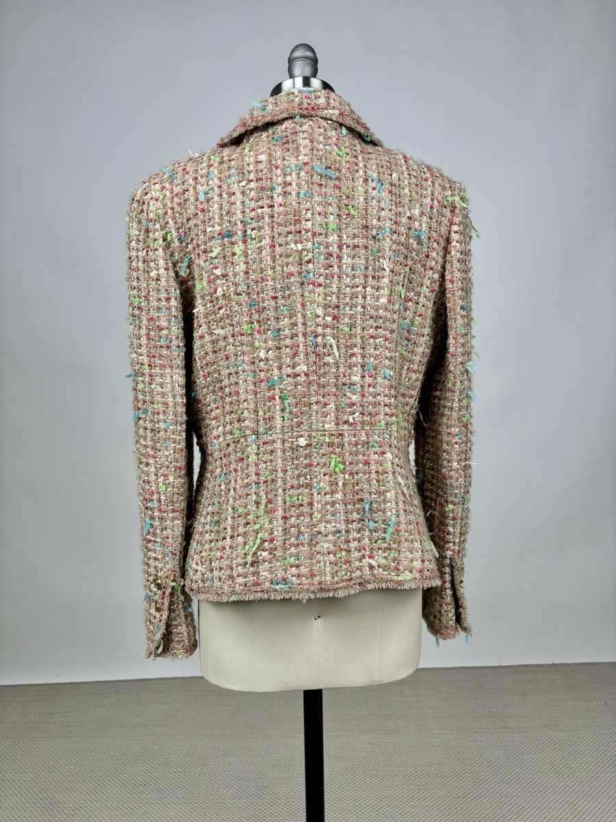 Chanel 2004 Confetti Tweed Blazer Pale Pink & Tweed Gold Toned