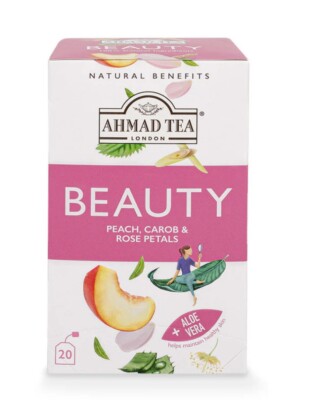Ahmad Tea Beauty Peach Carob & Rose Petals 20 foil tea bags Tasty DRINK