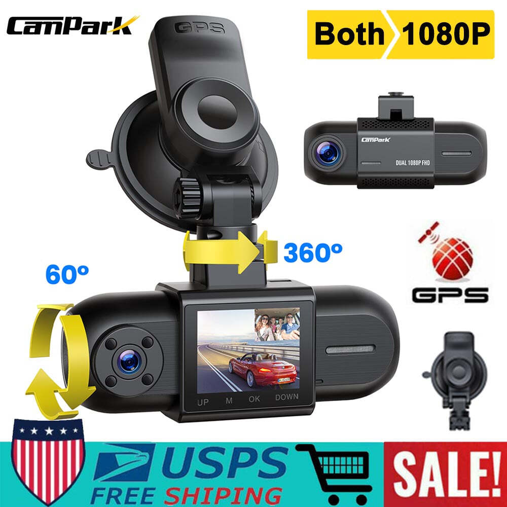 Campark GPS Mini Dual FHD 1080P Dash Cam Front and Rear Dual Lens Car DVR Camera