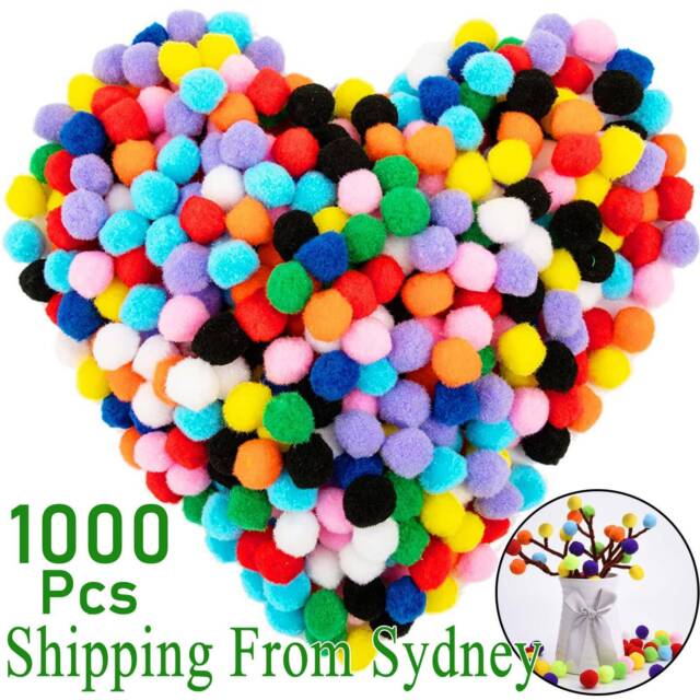1000x DIY Mixed Colour Mini Soft Fluffy Pom Poms Pompoms Ball 8mm For Kids Tool