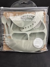 Lila Jack 4 piece Silicone Meal Set GREEN with Bib, Plate, Spoon Spork NEW