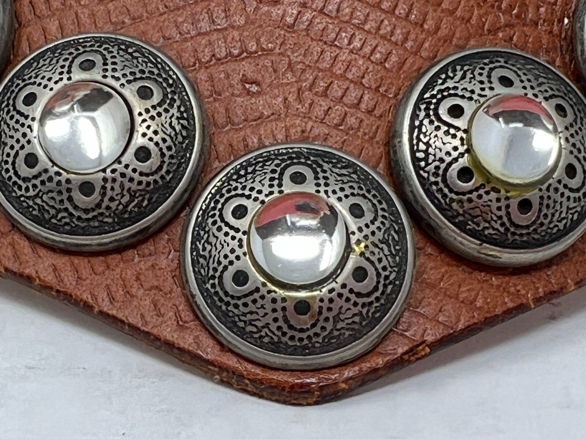 nanni 革 ベルト 80/32 USED（1） Vintage 1990's Nanni Milano Brown Leather Metal V Shaped
