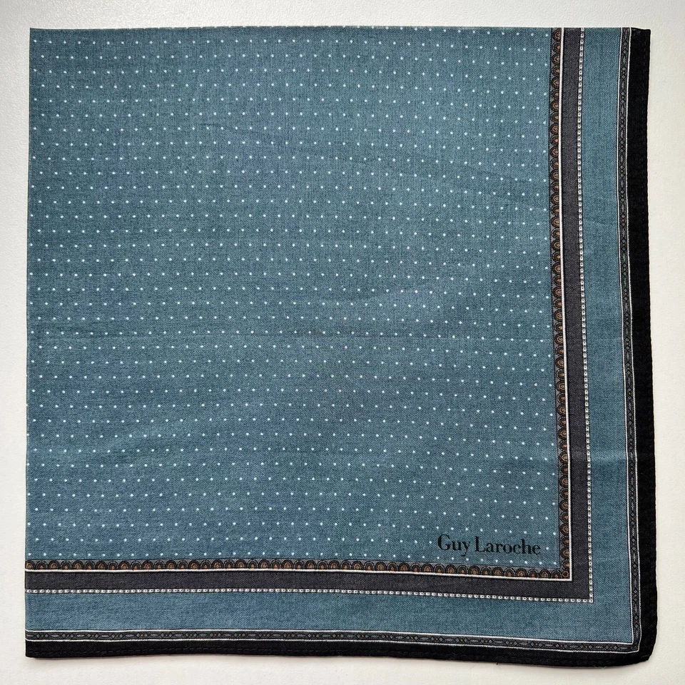 PAÑUELO HOMBRE VINTAGE ARTE AZUL LUNARES BOLSILLO CUADRADO ALGODÓN 17" B0064 Foto 2 de 2