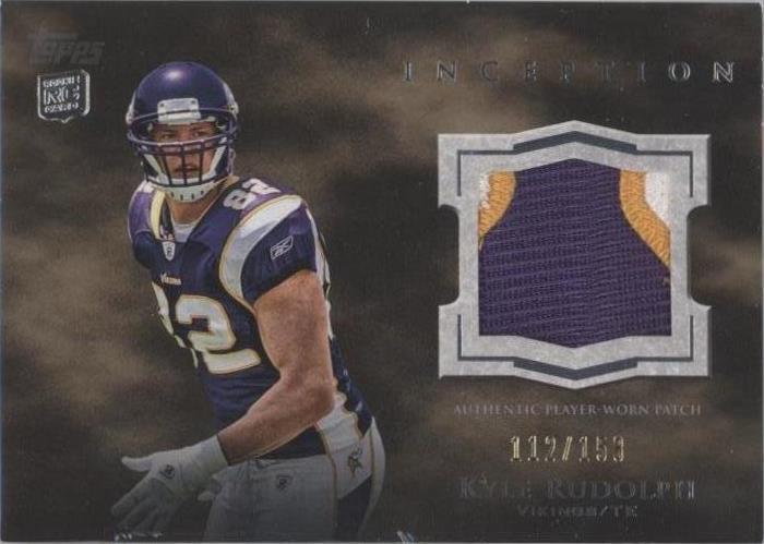 Kyle Rudolph Rookie Card 2011 Topps Inception - Rookie Patch Kyle Rudolph #RP-KR /158 (MEM, RC ...