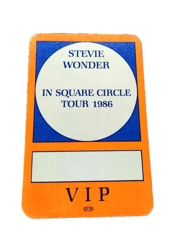 Vintage STEVIE WONDER VIP Pass Concert In Square Circle Tour 1986 Laminated